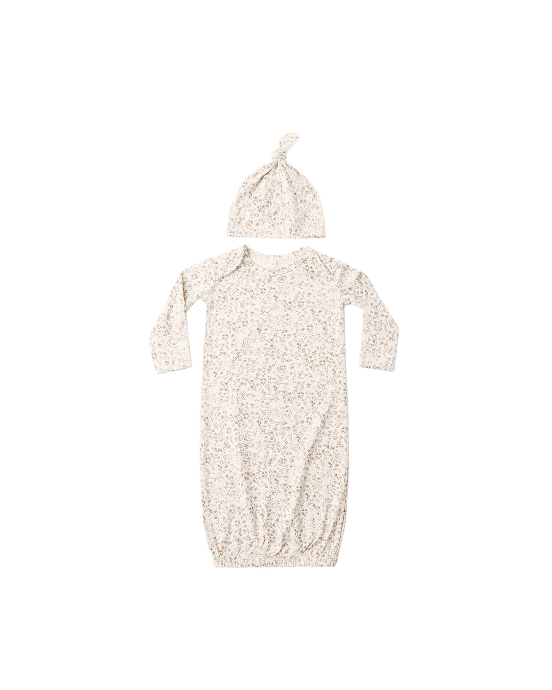 Quincy Mae Bamboo Baby Gown + Hat Set - Bloom