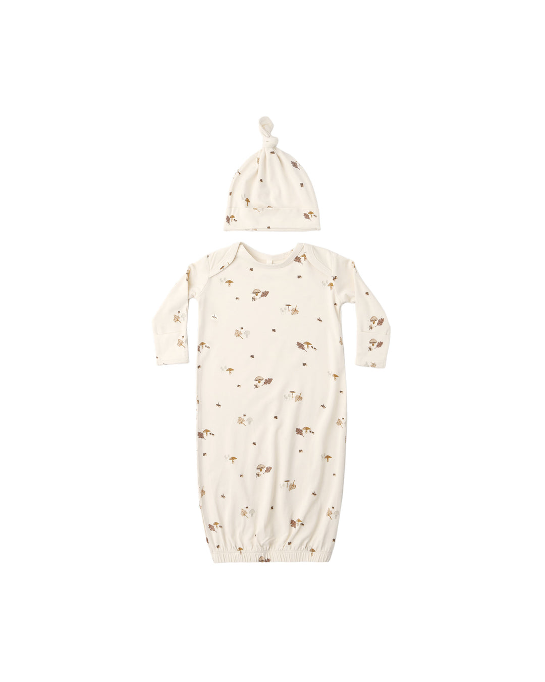 Quincy Mae Bamboo Baby Gown + Hat Set - Woodland