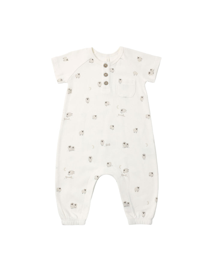 Quincy Mae Short Sleeve Jumpsuit - Sheep