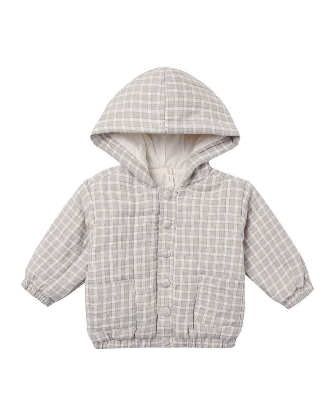 Quincy Mae Hooded Woven Jacket - Blue Gingham