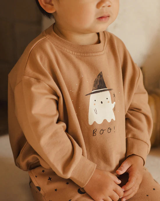 Quincy Mae Relaxed Fleece Sweatshirt + Sweatpants - Boo Night Sky