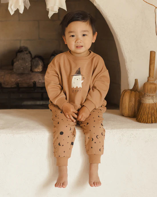 Quincy Mae Relaxed Fleece Sweatshirt + Sweatpants - Boo Night Sky