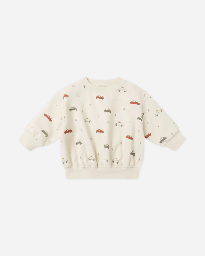 Quincy Mae Relaxed Fleece Sweater - Cars