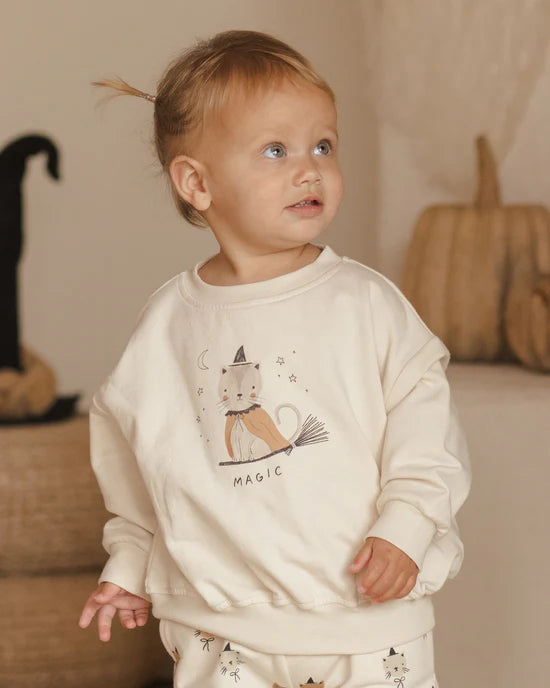 Quincy Mae Relaxed Fleece Sweatshirt + Sweatpants Set - Magic Cats