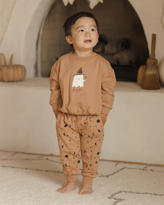 Quincy Mae Relaxed Fleece Sweatshirt + Sweatpants - Boo Night Sky