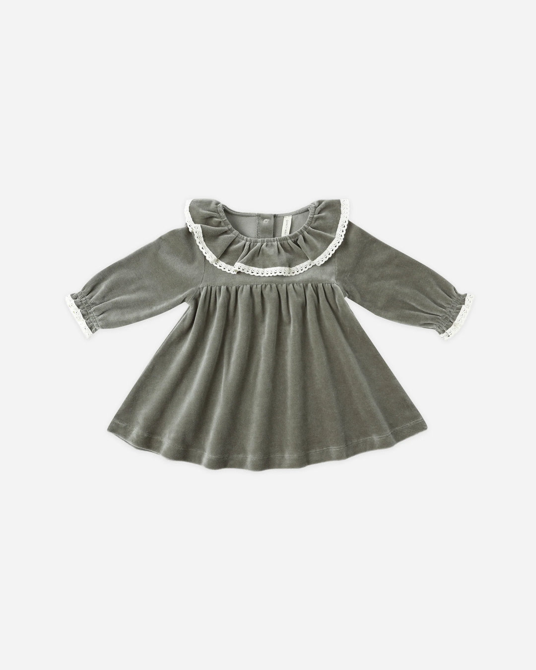 Quincy Mae Velour Baby Dress - Forest