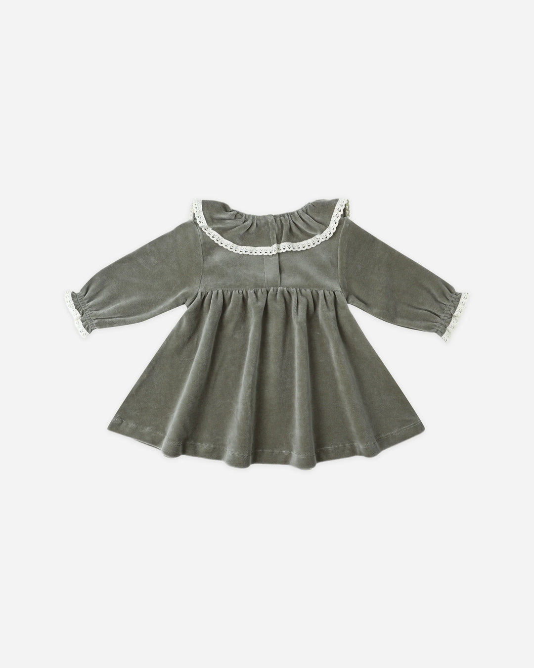 Quincy Mae Velour Baby Dress - Forest