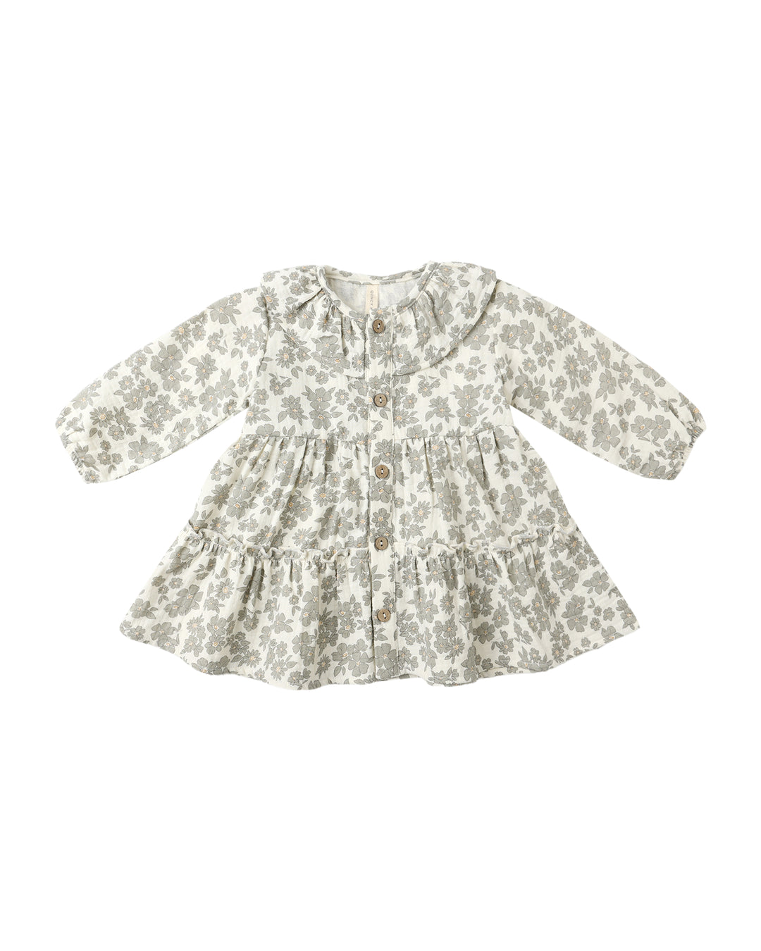 Quincy Mae Ruffle Collar Button Dress - Green Floral