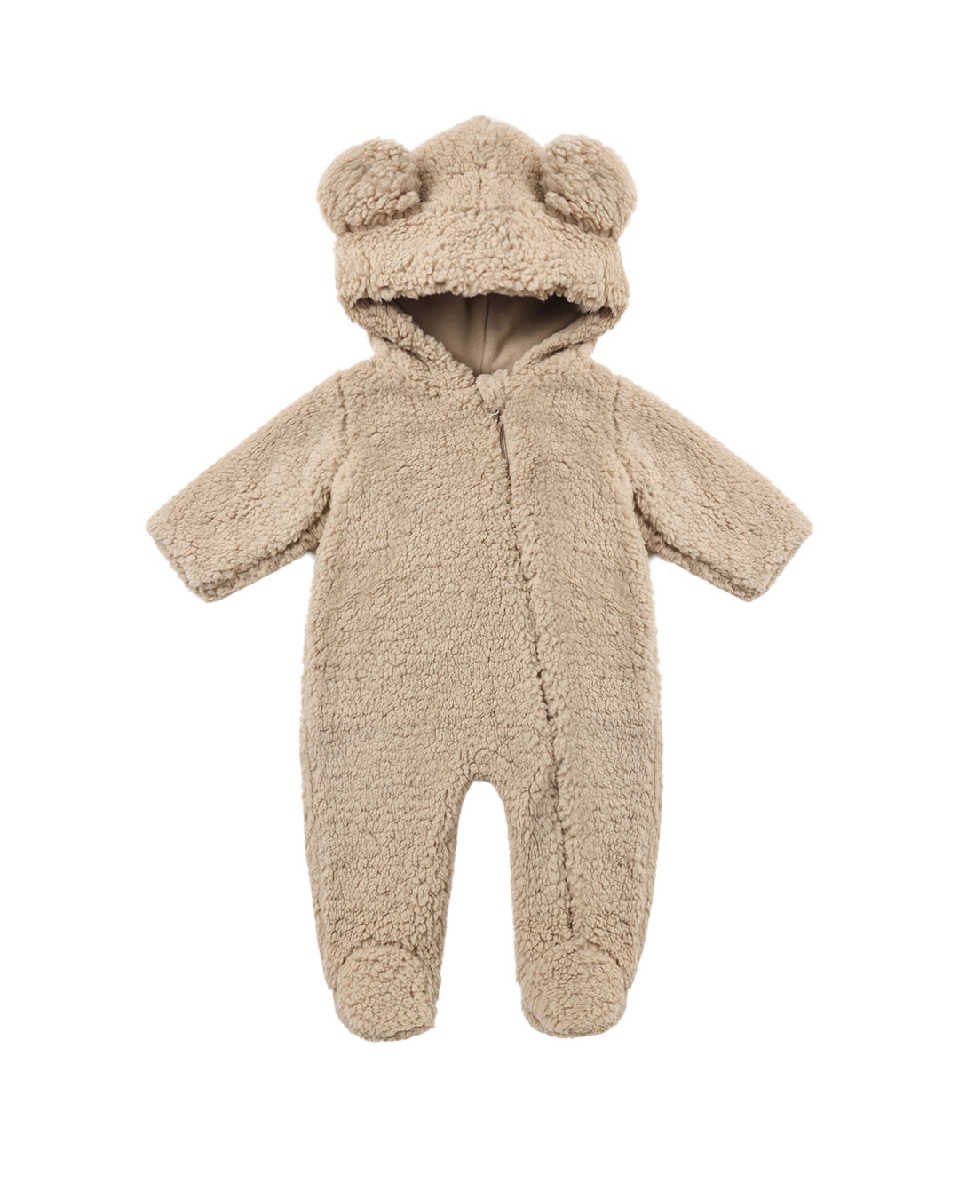 Quincy Mae Bear Jumpsuit - Latte