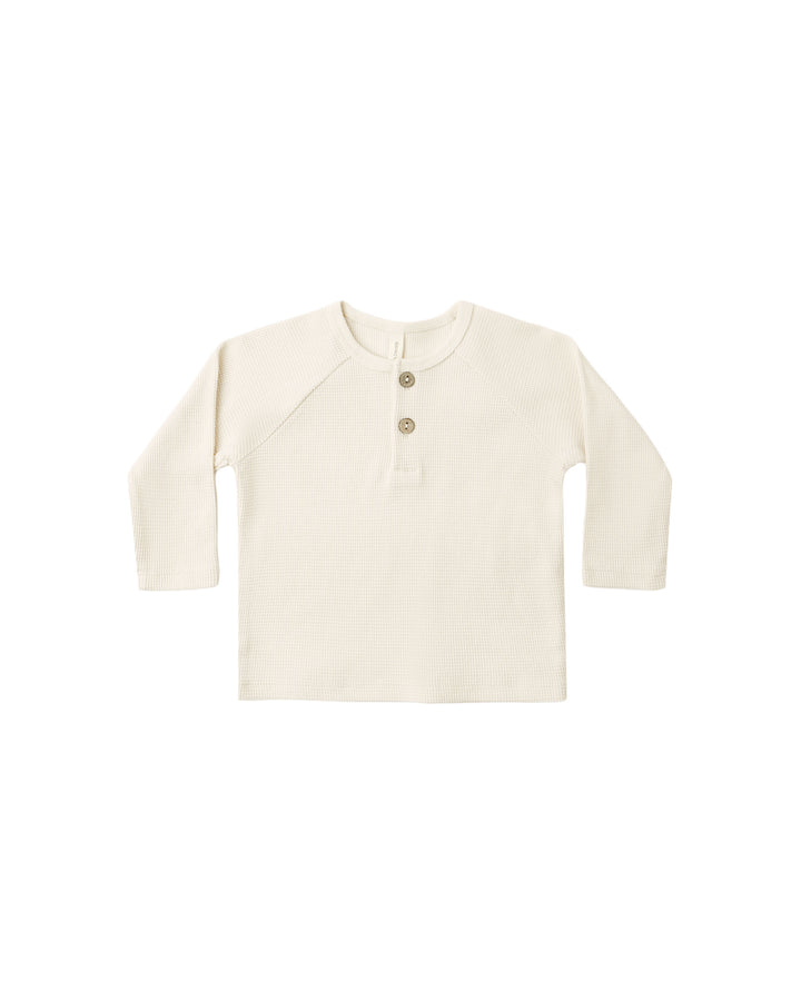 Quincy Mae Henley Knit Top - Natural