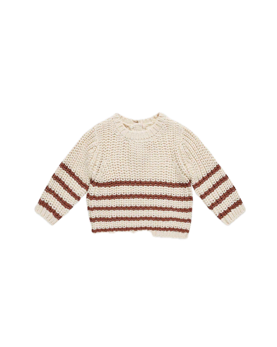 Quincy Mae Rex Sweater - Cranberry Stripe