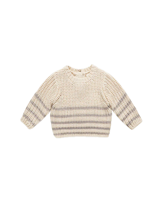 Quincy Mae Rex Sweater - Fog Stripe