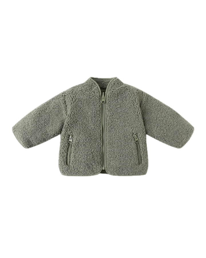 Quincy Mae Shearling Zip Jacket - Forest