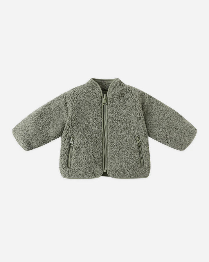 Quincy Mae Shearling Zip Jacket - Forest