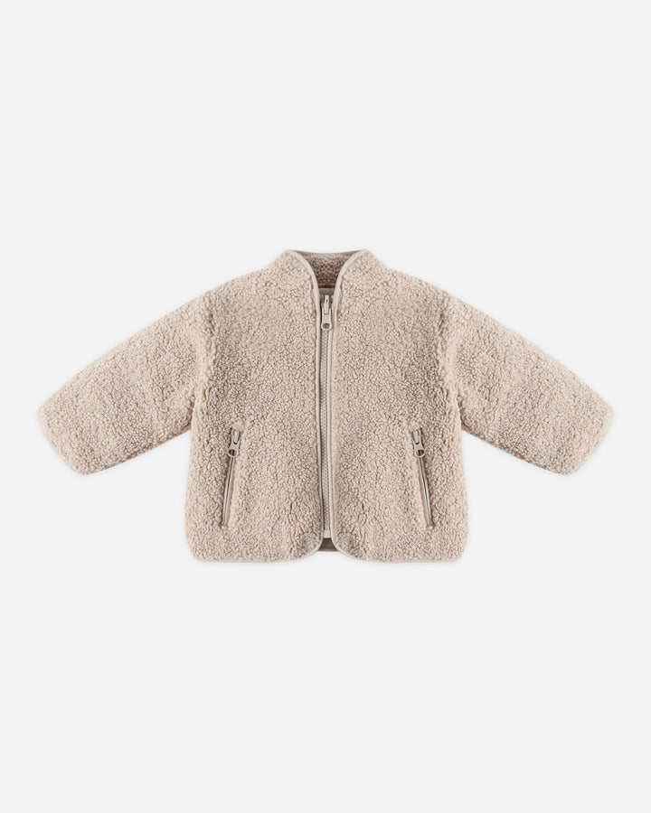 Quincy Mae Shearling Zip Jacket - Oat