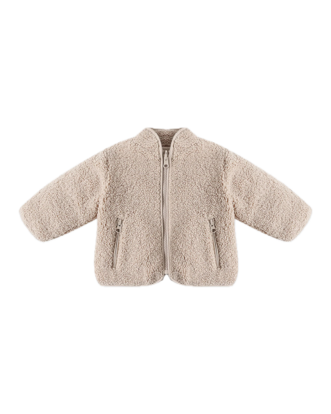 Quincy Mae Shearling Zip Jacket - Oat