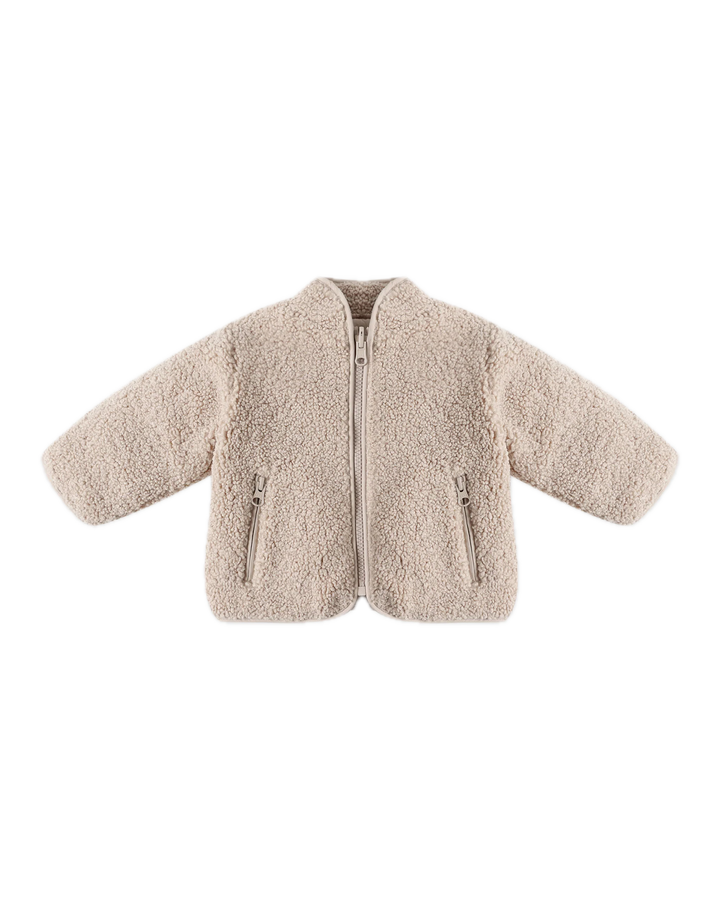 Quincy Mae Shearling Zip Jacket - Oat