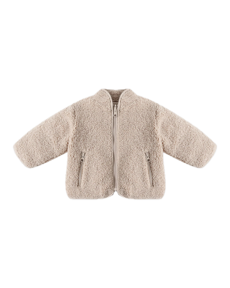 Quincy Mae Shearling Zip Jacket - Oat