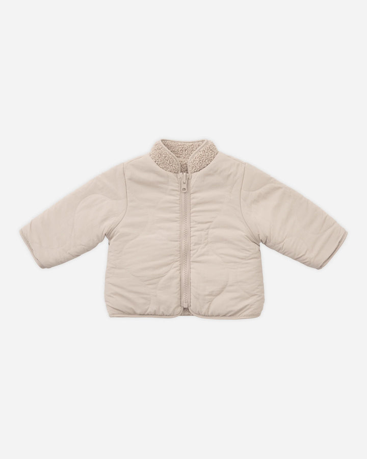 Quincy Mae Shearling Zip Jacket - Oat