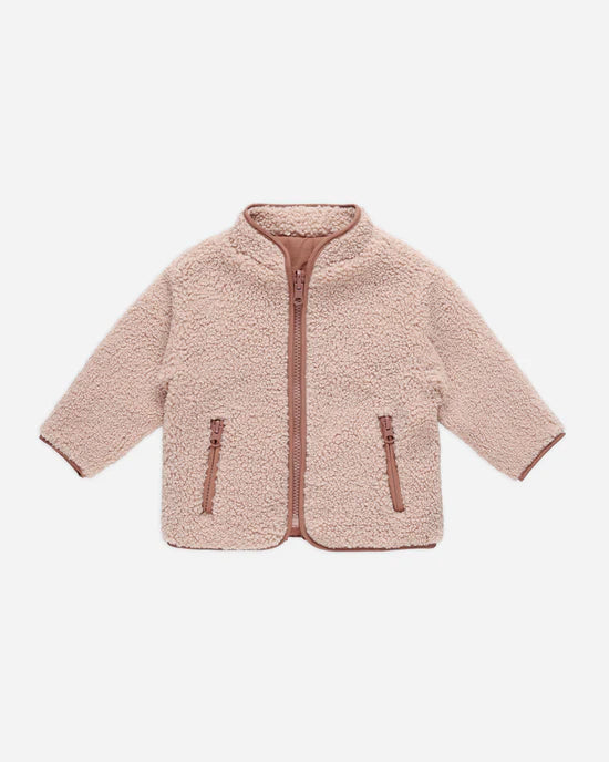 Quincy Mae Shearling Zip Jacket - Blush