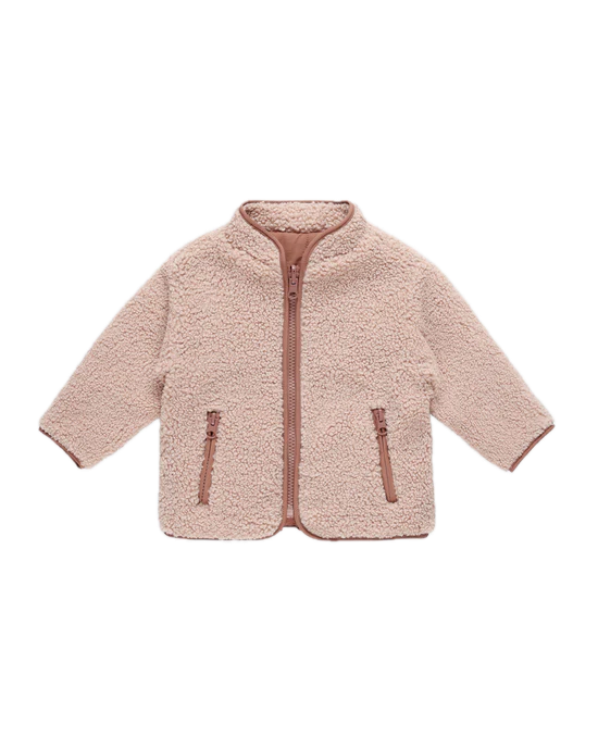 Quincy Mae Shearling Zip Jacket - Blush