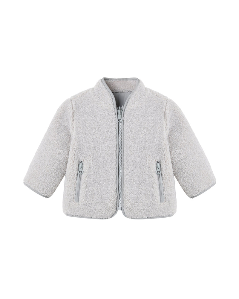 Quincy Mae Shearling Zip Jacket - Fog