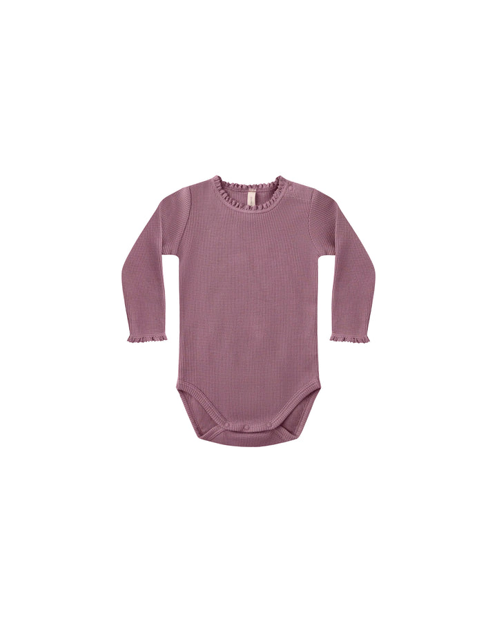 Quincy Mae Waffle Long Sleeve Bodysuit - Mulberry