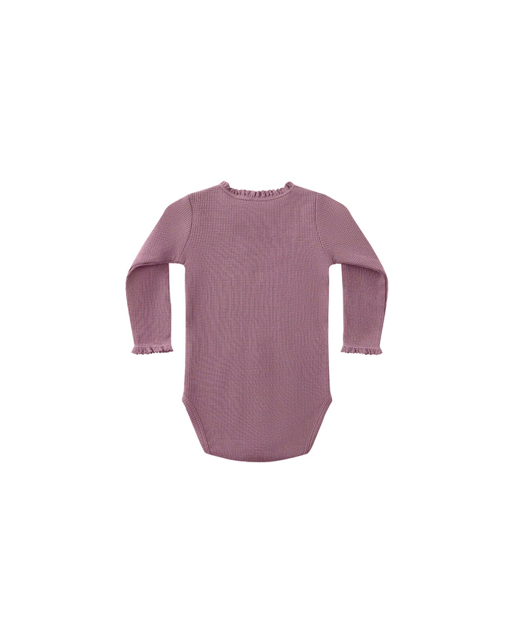 Quincy Mae Waffle Long Sleeve Bodysuit - Mulberry