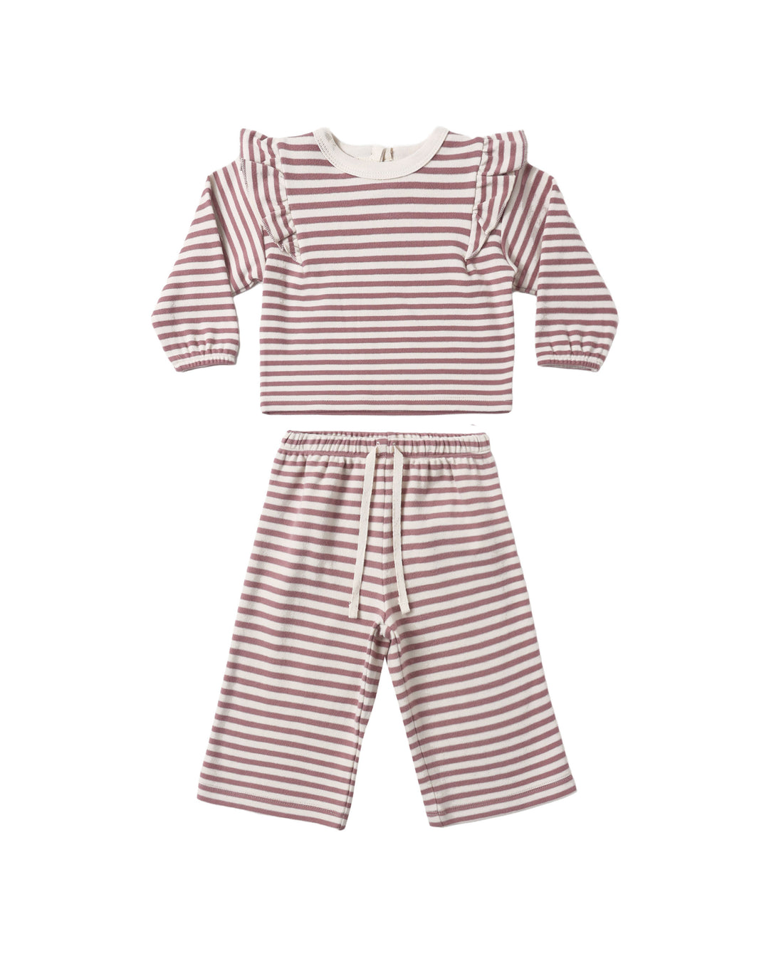 Quincy Mae Ruffle Cozy Set - Mulberry Stripe