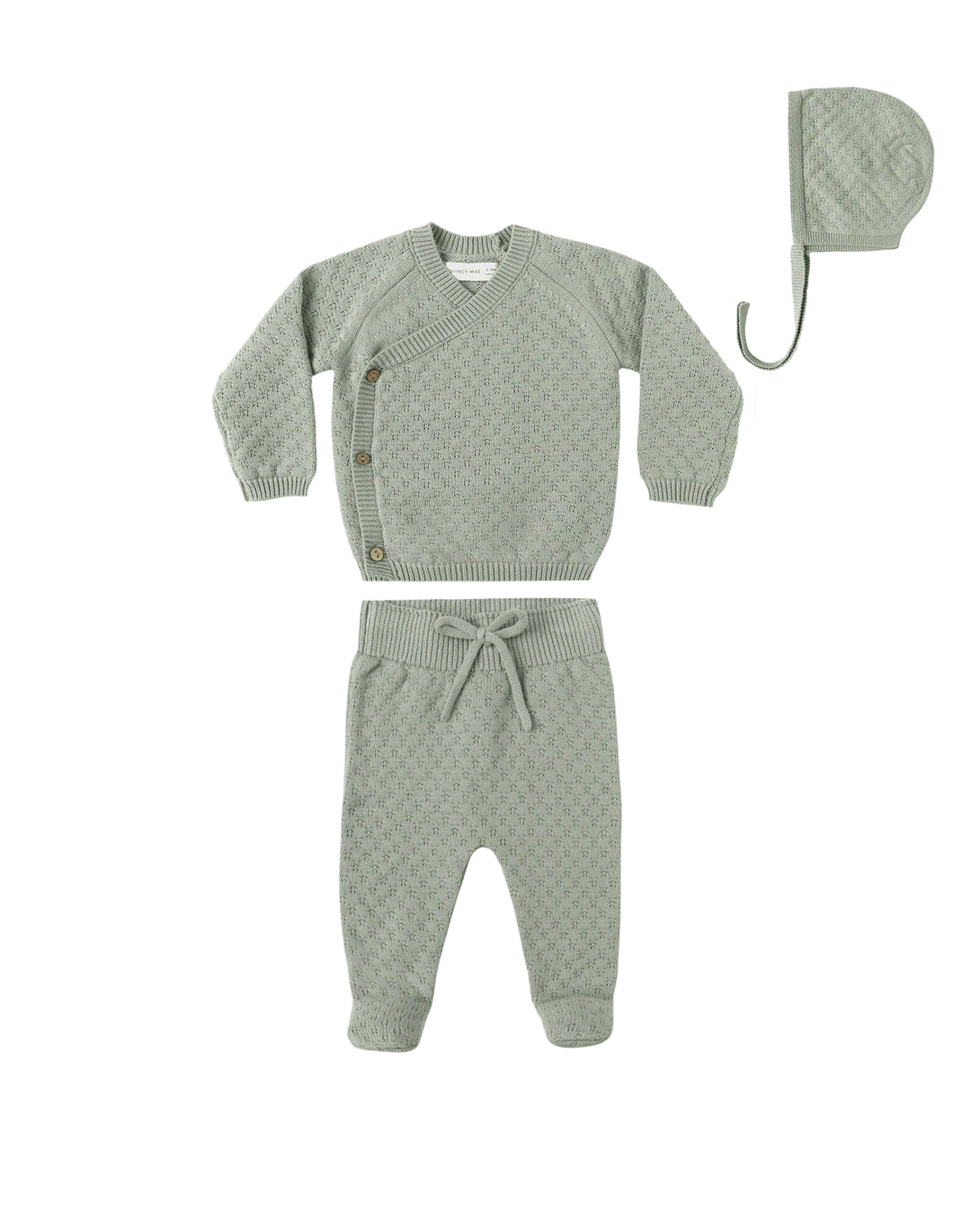Quincy Mae Knit Wrap Top + Pant Set - Fern