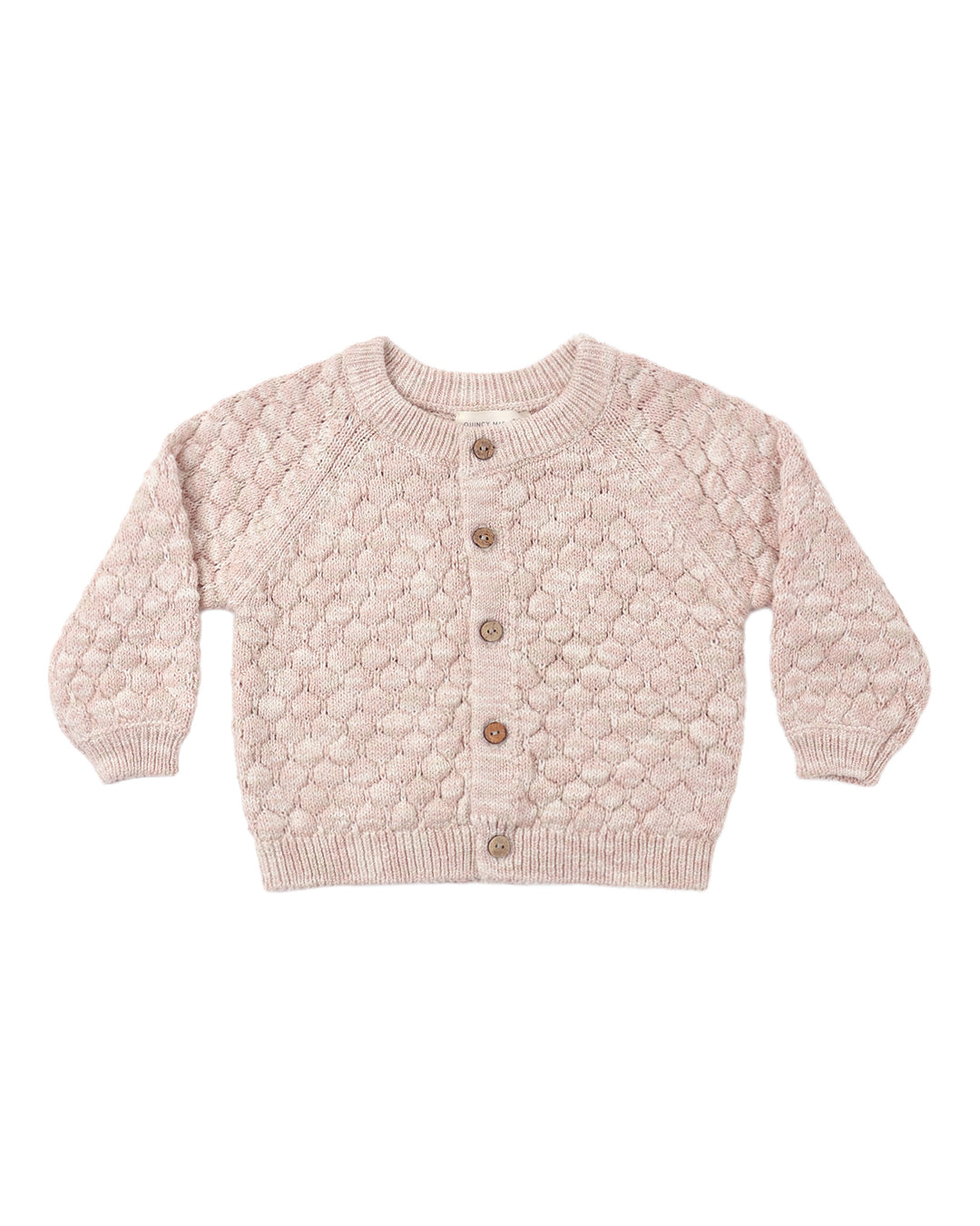 Quincy Mae Bubble Knit Cardigan - Dusty Rose Speckle