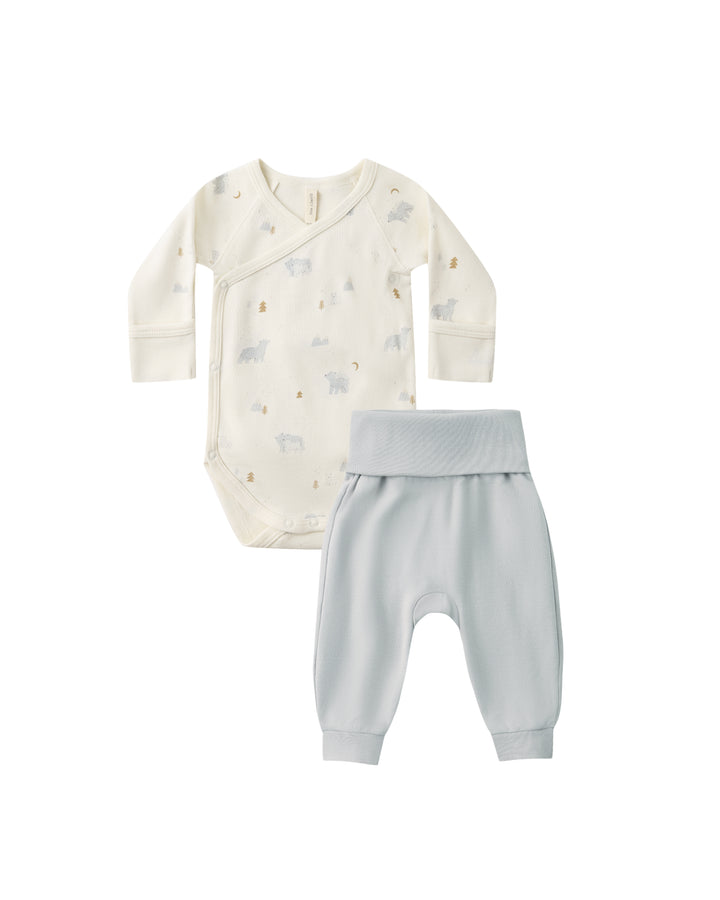 Quincy Mae Side Snap Bodysuit + Pant Set - Polar Bears