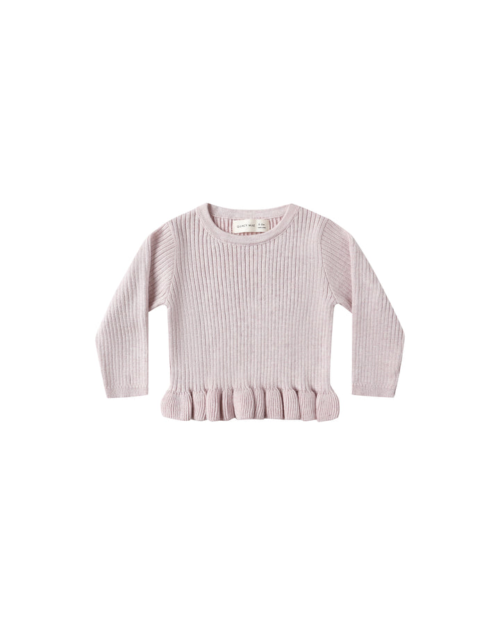 Quincy Mae Rib Knit Peplum Top - Lilac