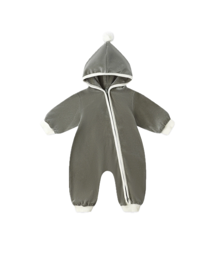 Quincy Mae Velour Zip Jumpsuit - Forest