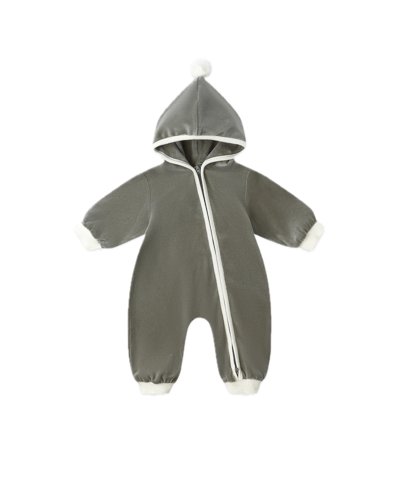 Quincy Mae Velour Zip Jumpsuit - Forest