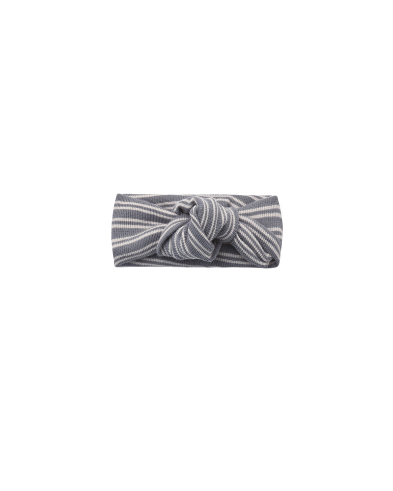 Quincy Mae Knotted Headband - Slate Microstripe