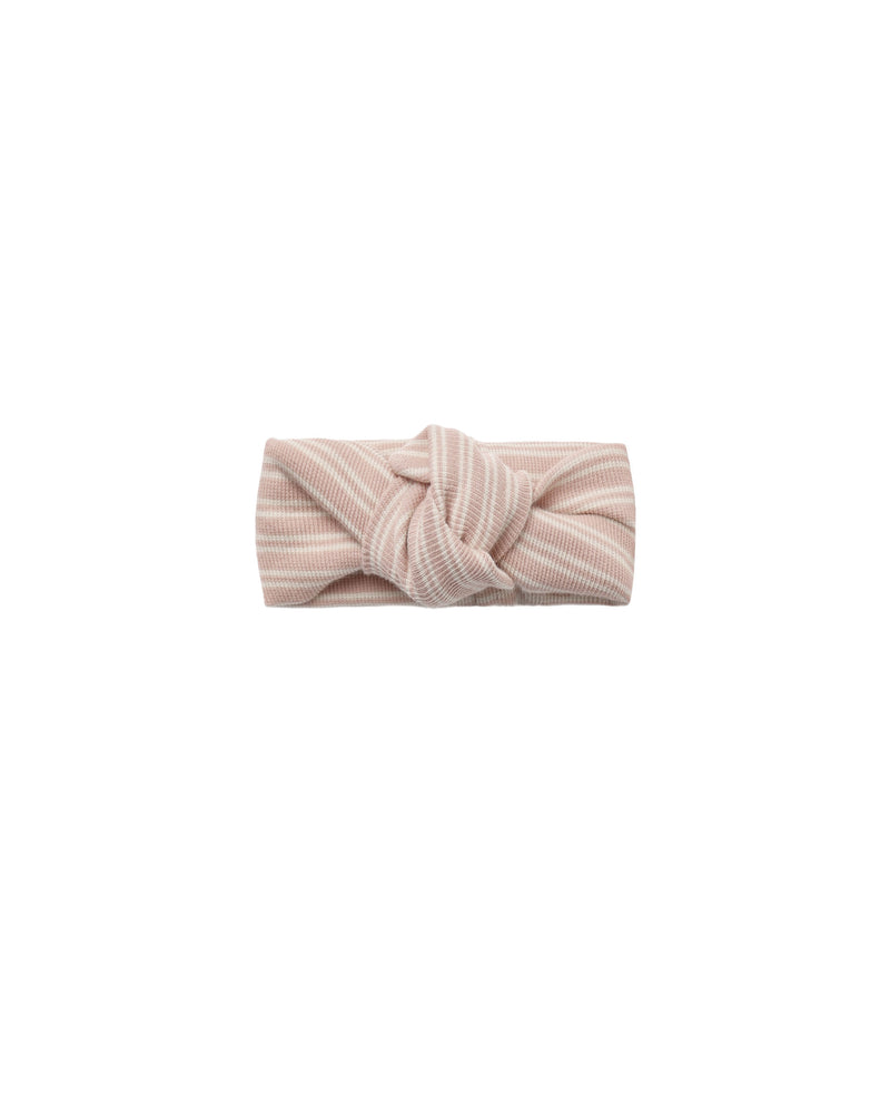 Quincy Mae Knotted Headband - Dusty Rose Microstripe
