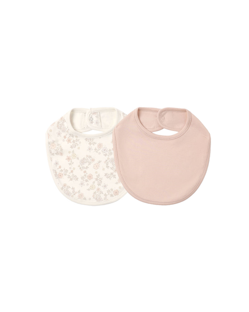 Quincy Mae Bib 2 Pack - Floral Vine, Dusty Rose