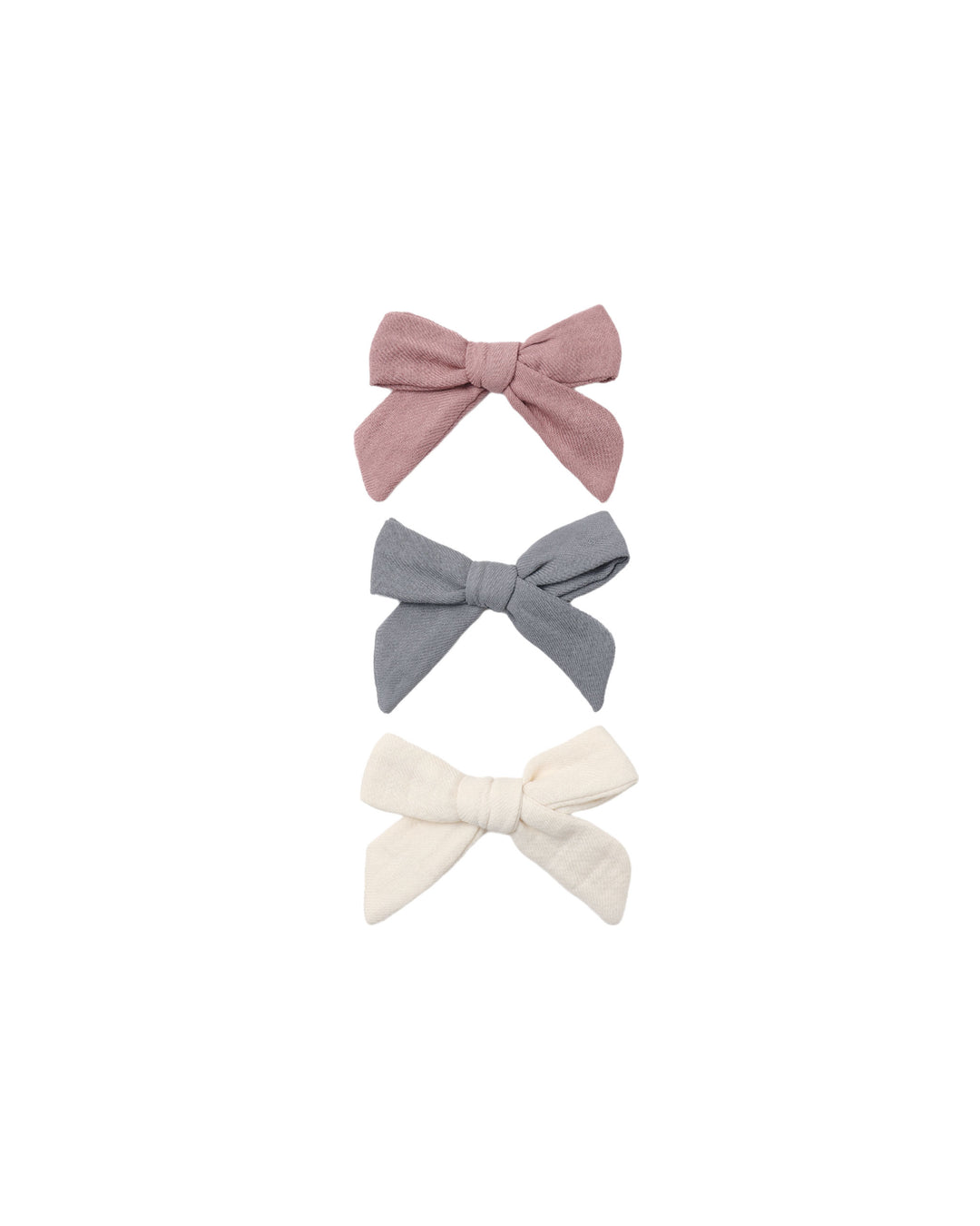 Quincy Mae Bow Clip Set Of 3 - Mulberry, Slate, Natural