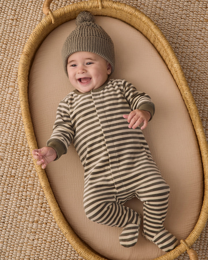 Quincy Mae Hidden Snap Footie - Spruce Stripe