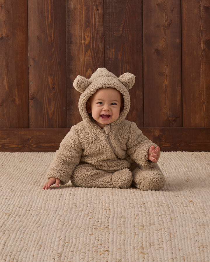 Quincy Mae Bear Jumpsuit - Latte