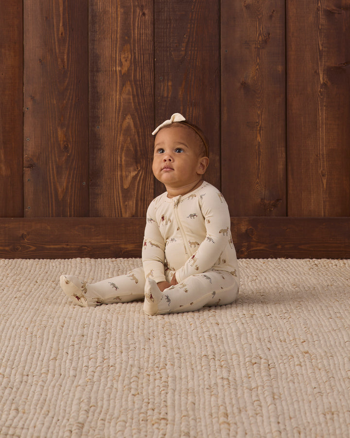 Quincy Mae Bamboo Zip Footie - Forest Friends