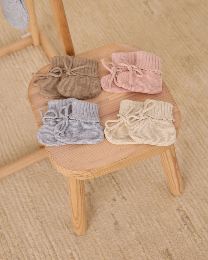 Quincy Mae Knit Booties - Heathered Natural
