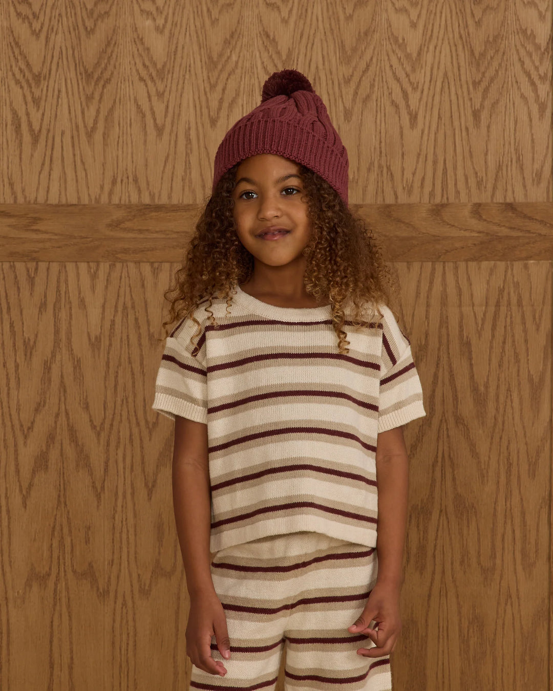 Rylee + Cru Boxy Crop Knit Tee - Autumn Stripe