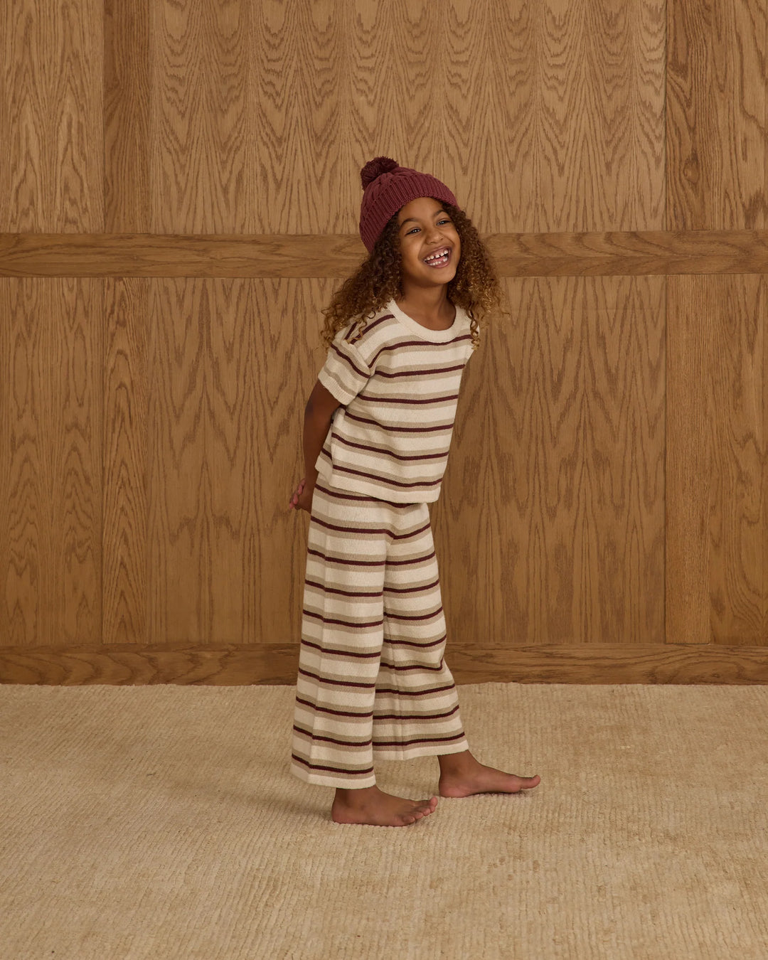 Rylee + Cru Boxy Crop Knit Tee - Autumn Stripe