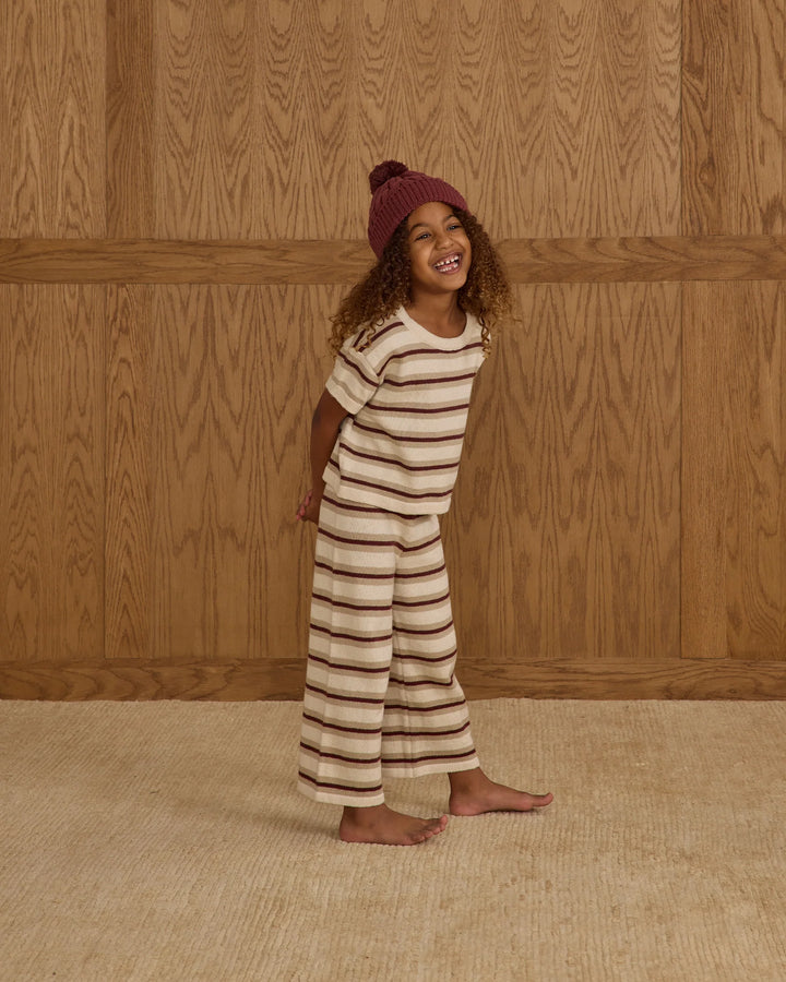 Rylee + Cru Boxy Crop Knit Tee - Autumn Stripe