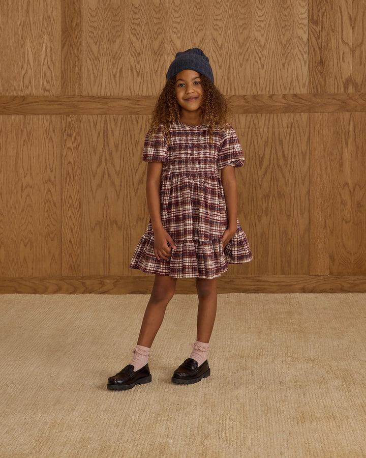Rylee + Cru India Dress - Burgundy Plaid