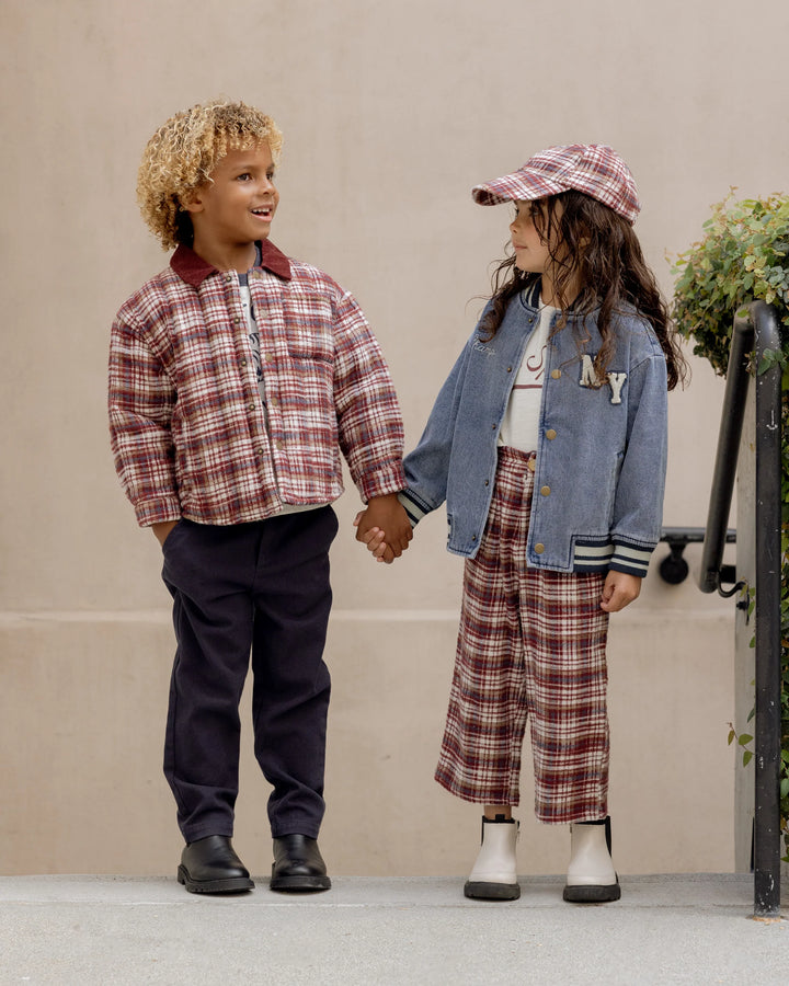 Rylee + Cru Nashville Quilted Jacket - Burgundy Plaid