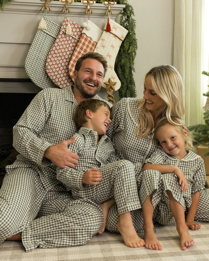 Rylee + Cru Long Sleeve Pajamas - Evergreen Gingham