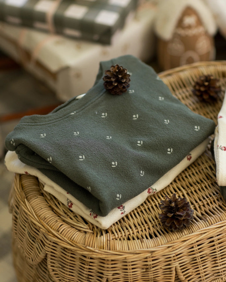 Rylee + Cru Spongey Knit Set - Evergreen Ditsy